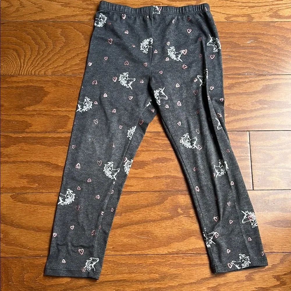 Gray Leggings with Unicorn and Heart Print